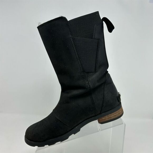 Sorel Women's Emelie Black Waterproof Pull On Mid-Calf Chelsea Boots Size 6.5 - Picture 5 of 13